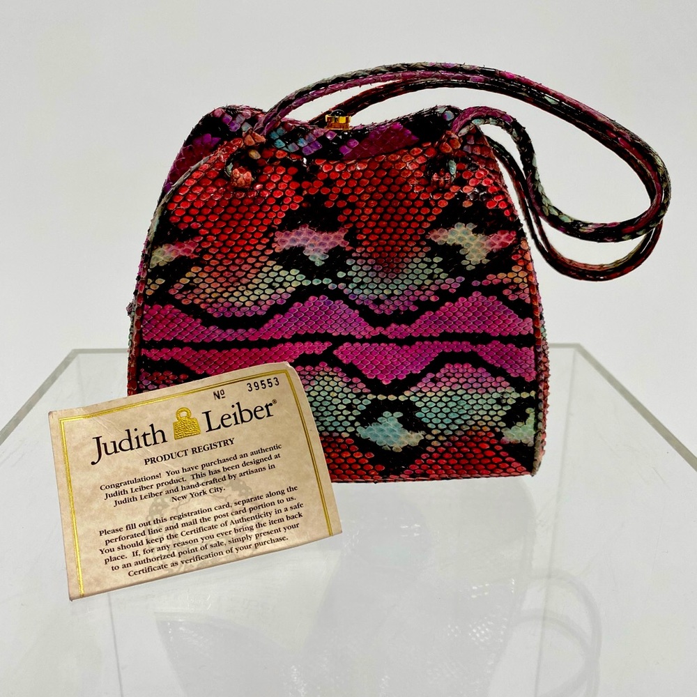 Stunning Judith Leiber Multicolor Snakeskin Evening  Purse